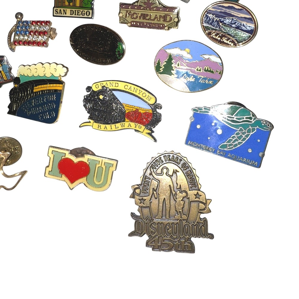 Vintage Travel Souvenir Pin Lot w/ Disneyland 45th Anniversary Trains Animals‎ - Picture 2 of 13